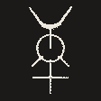 The Mercurius mark in 1-bit: a crescent above a ring above a cross.
